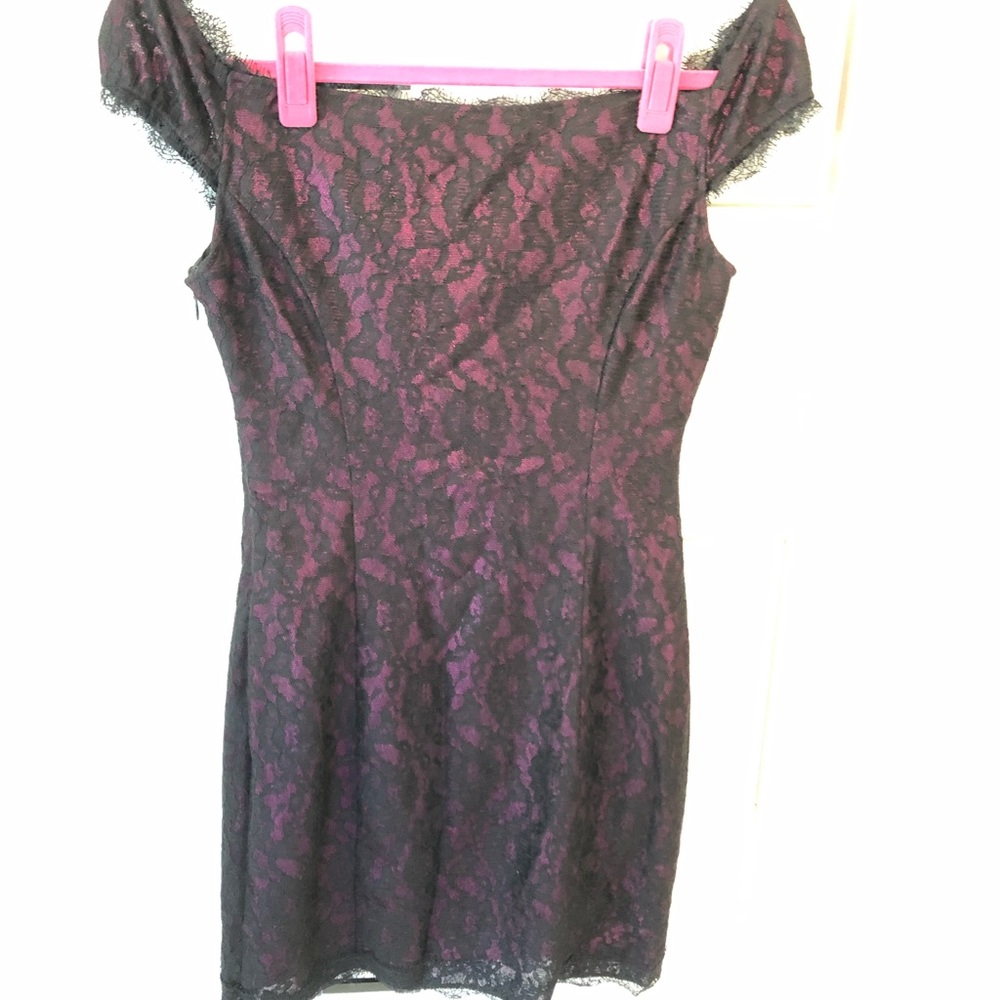 GUESS lace black and burgundy dress NWOT